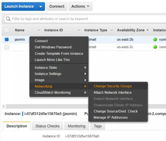 Como atribuo um grupo de segurança a uma instância ec2?