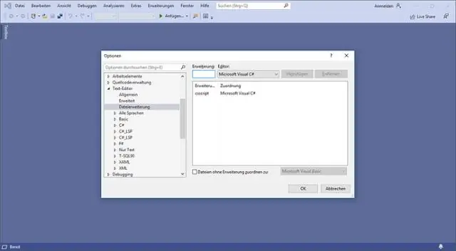 Wat is die lêeruitbreiding vir Visual Studio?