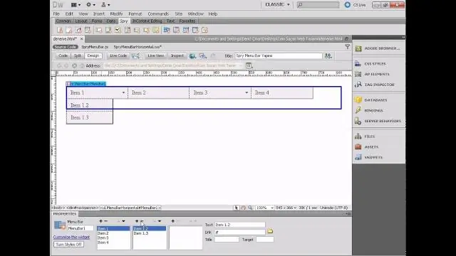 Dreamweaver программасында Spry меню тилкесин кантип борборлоштурсам болот?