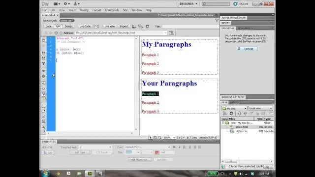 أين يوجد محدد العلامات في Dreamweaver؟