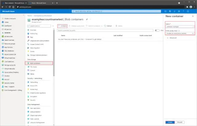 Azure Blob сактагычында контейнерди кантип курам?