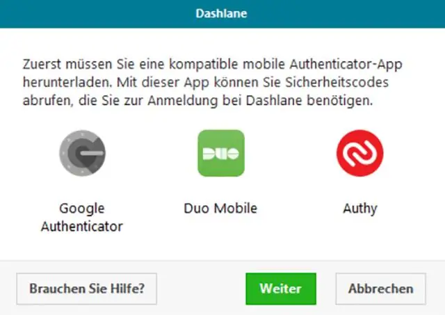 Je, dashlane hutumia programu gani ya Kithibitishaji?