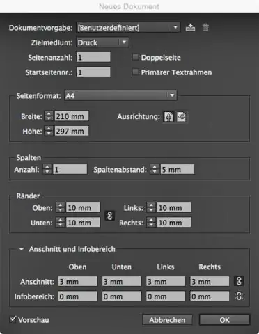 InDesign-da əvvəlcədən təyin edilmiş sənəd nədir?