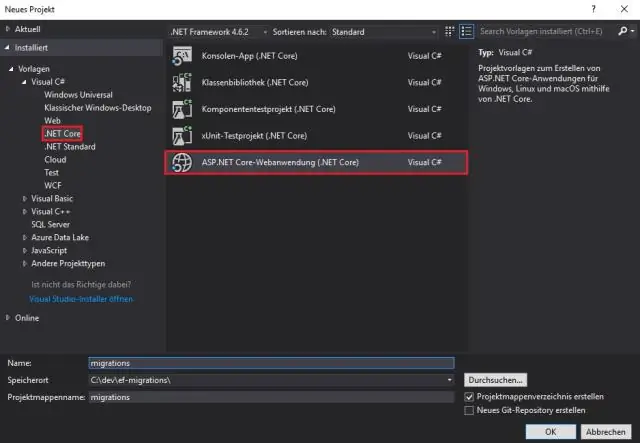 Wie kann ich die Migration in Entity Framework Core rückgängig machen?